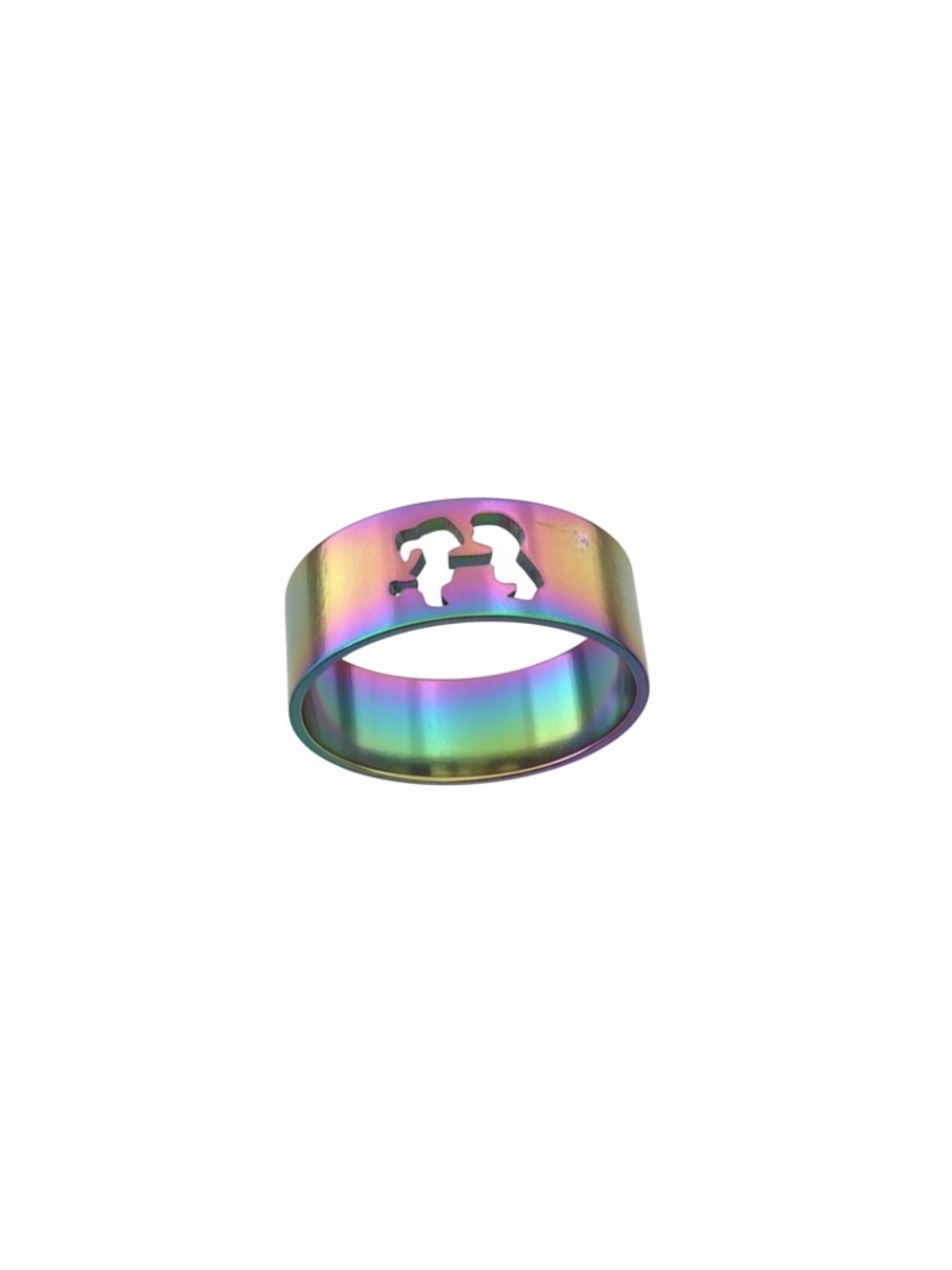 Iridescent Rainbow Cutout Band Ring size 6